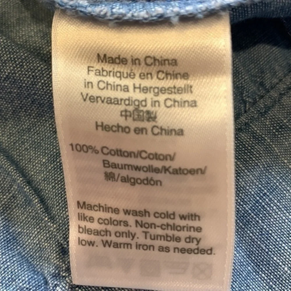 J. Crew chambray surplice wrap with silver stars and adjustable bottom S Tall